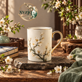 Plum Blossom Tall Ceramic Mug