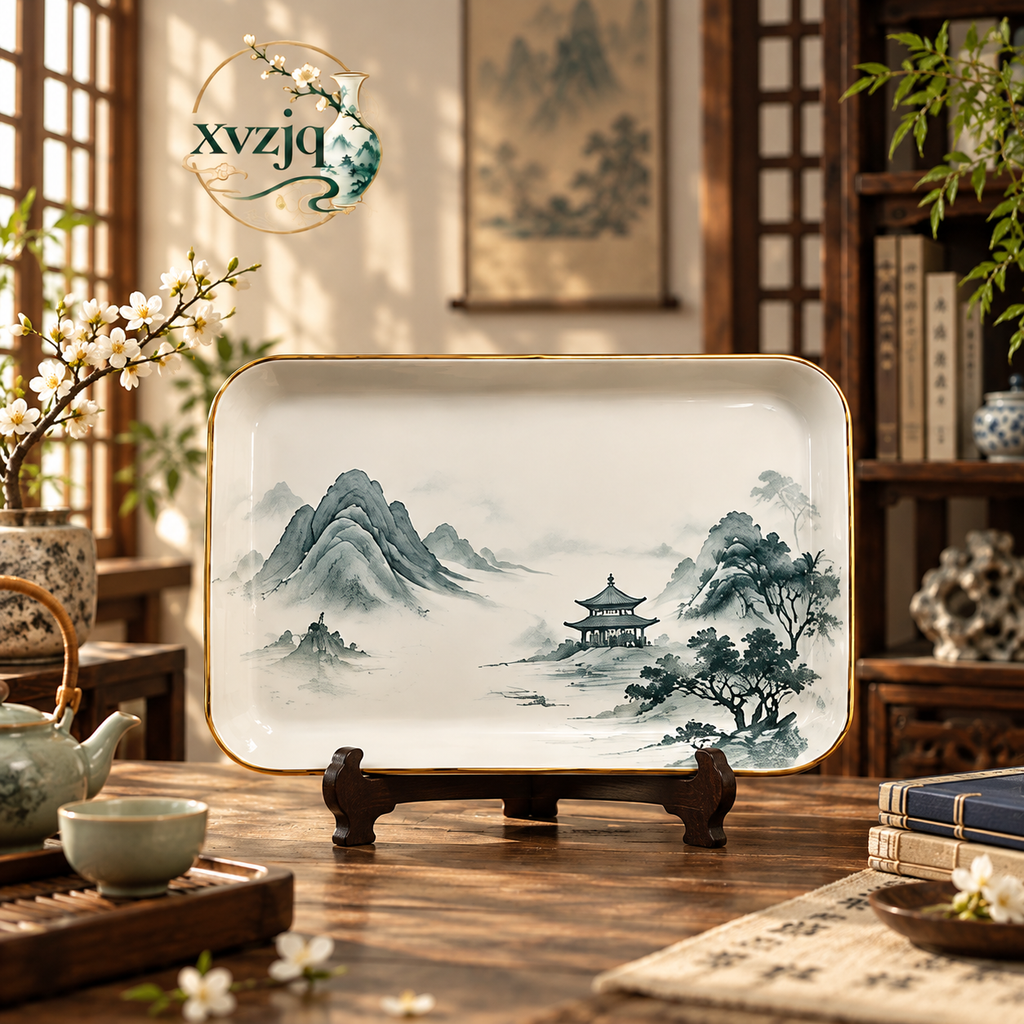 Mountain Landscape Rectangular Tray