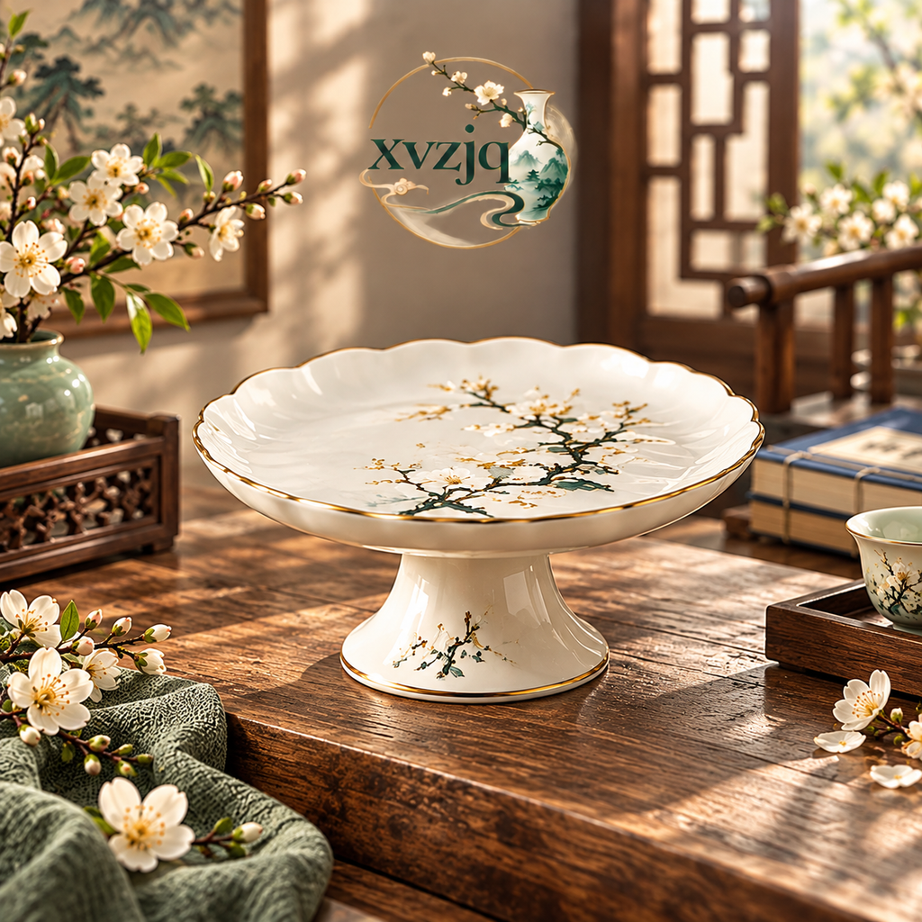 Plum Blossom Pedestal Cake Stand