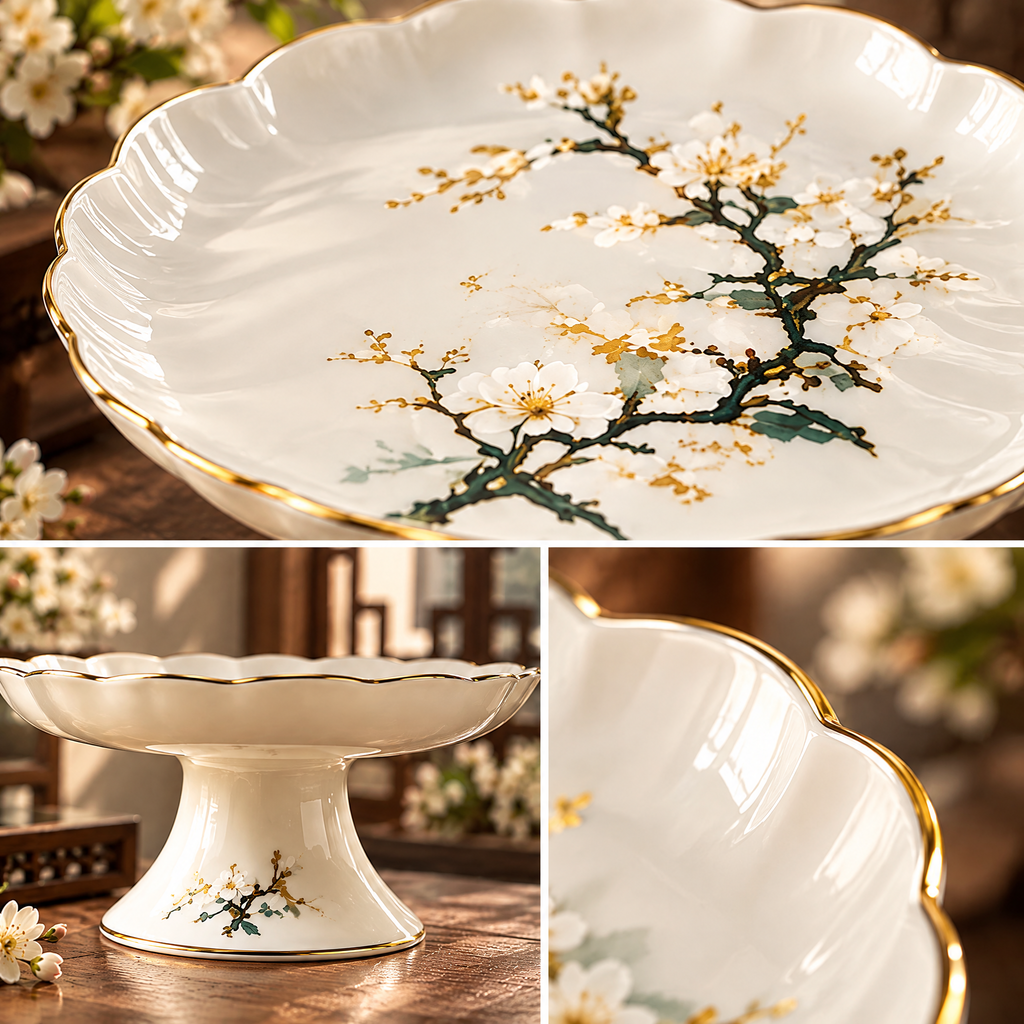 Plum Blossom Pedestal Cake Stand