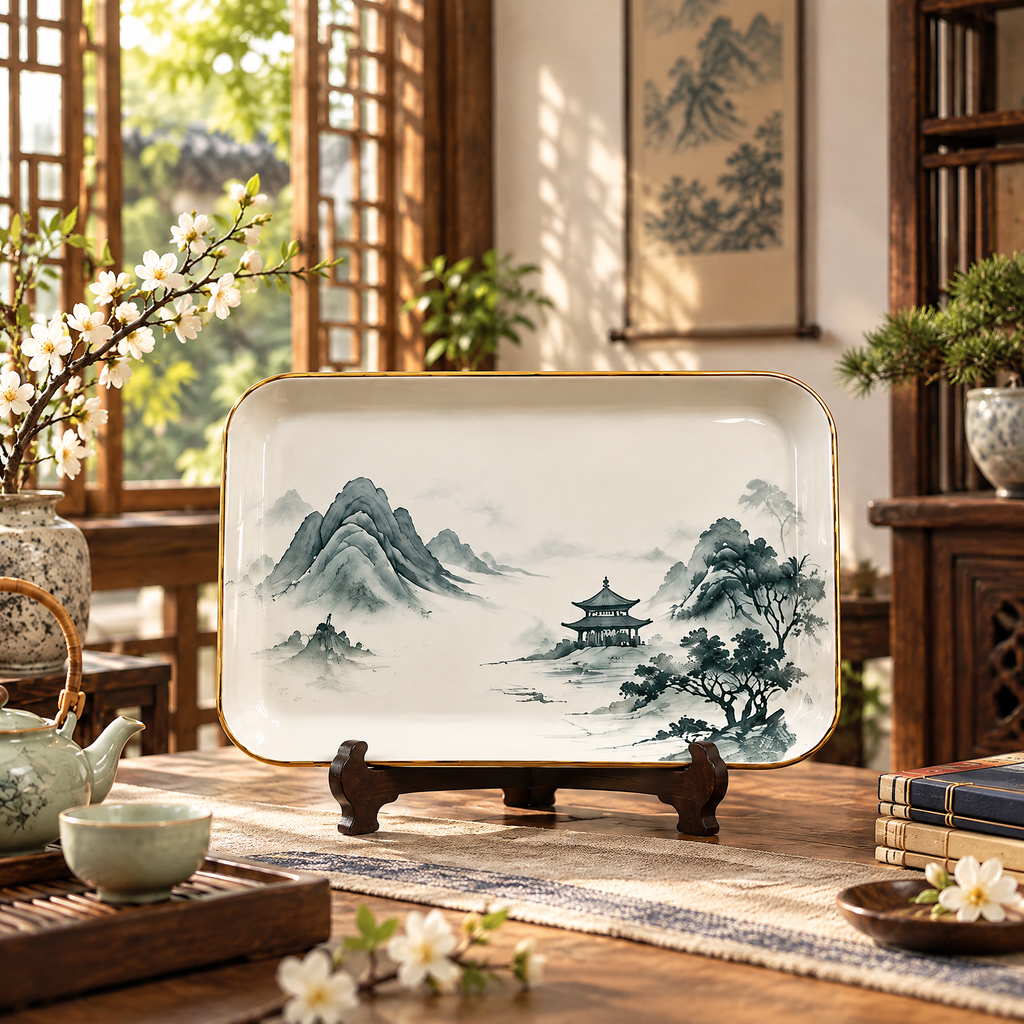 Mountain Landscape Rectangular Tray