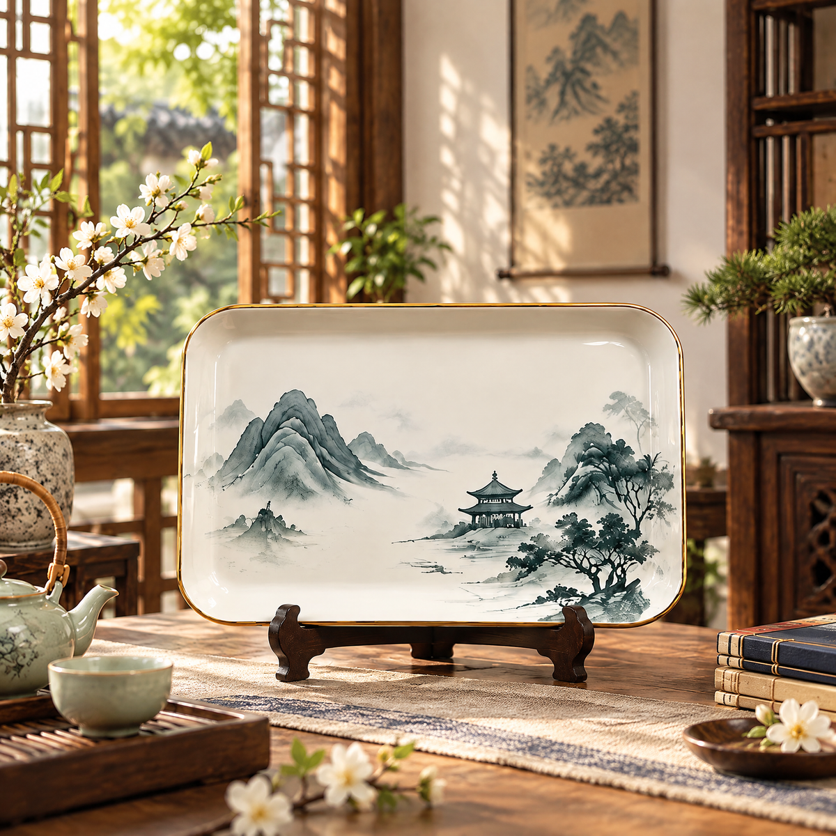 Mountain Landscape Rectangular Tray