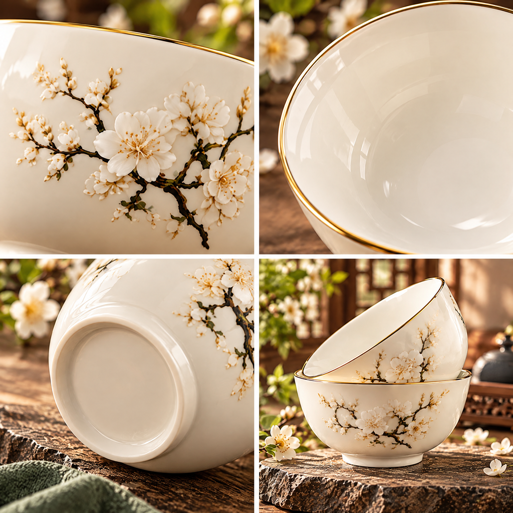 Plum Blossom Rice Bowls Set