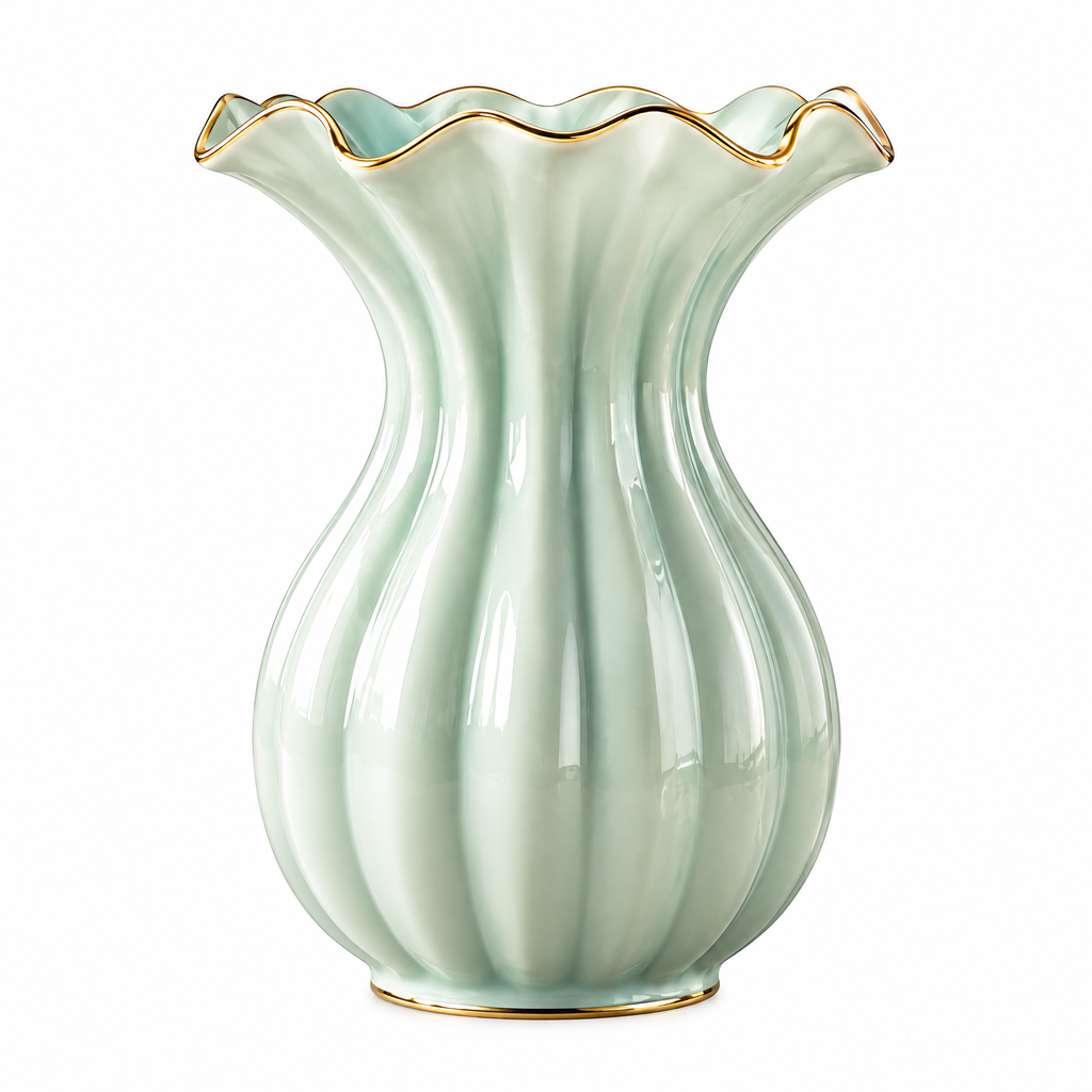 Ribbed Celadon Vase