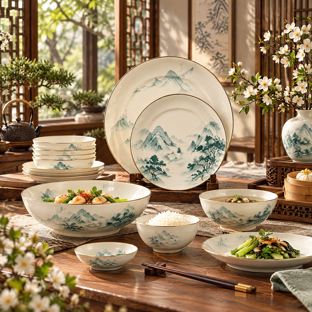 Landscape Ceramic Plates Set