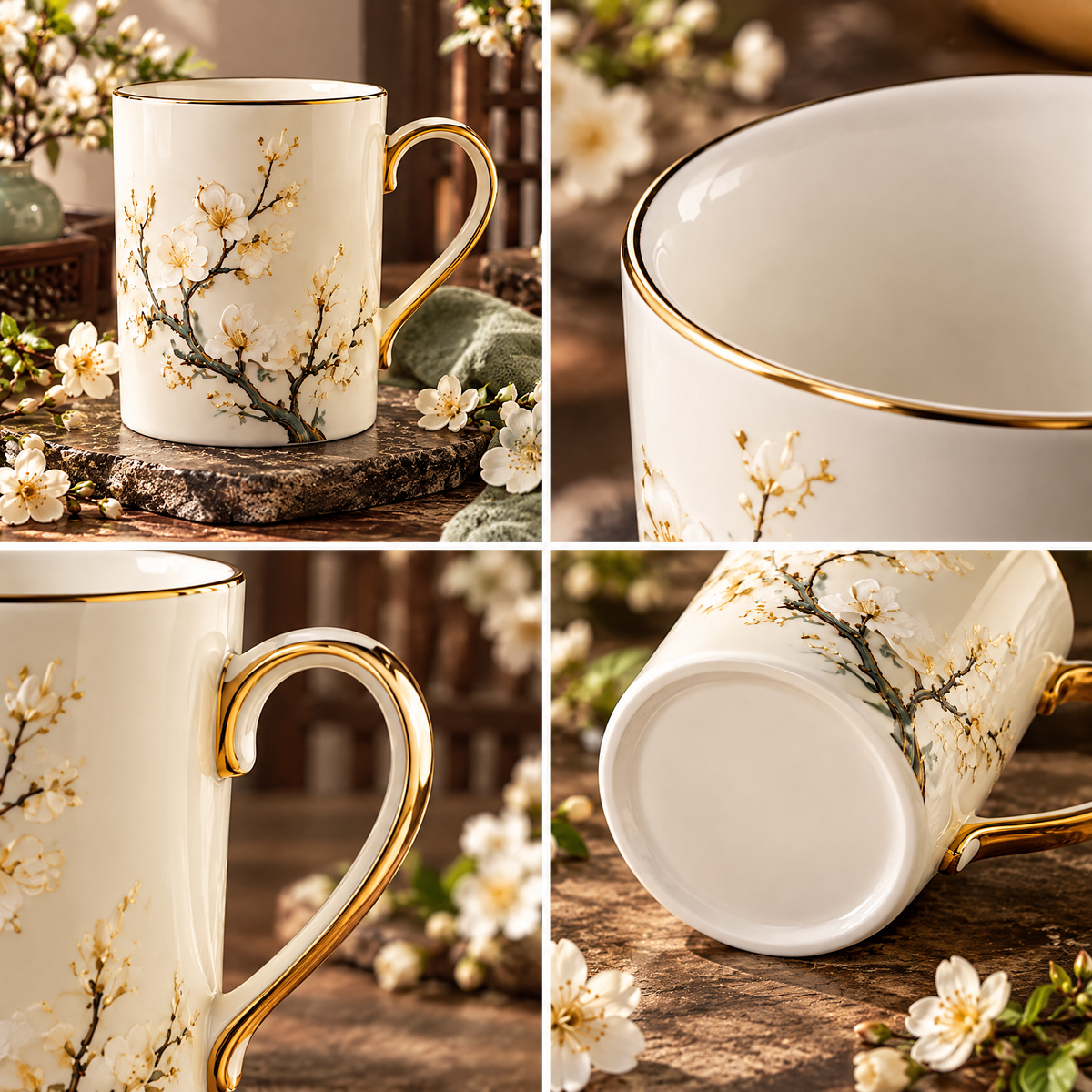 Plum Blossom Tall Ceramic Mug