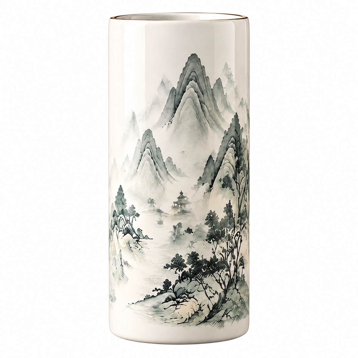 Mountain Landscape Cylinder Vase