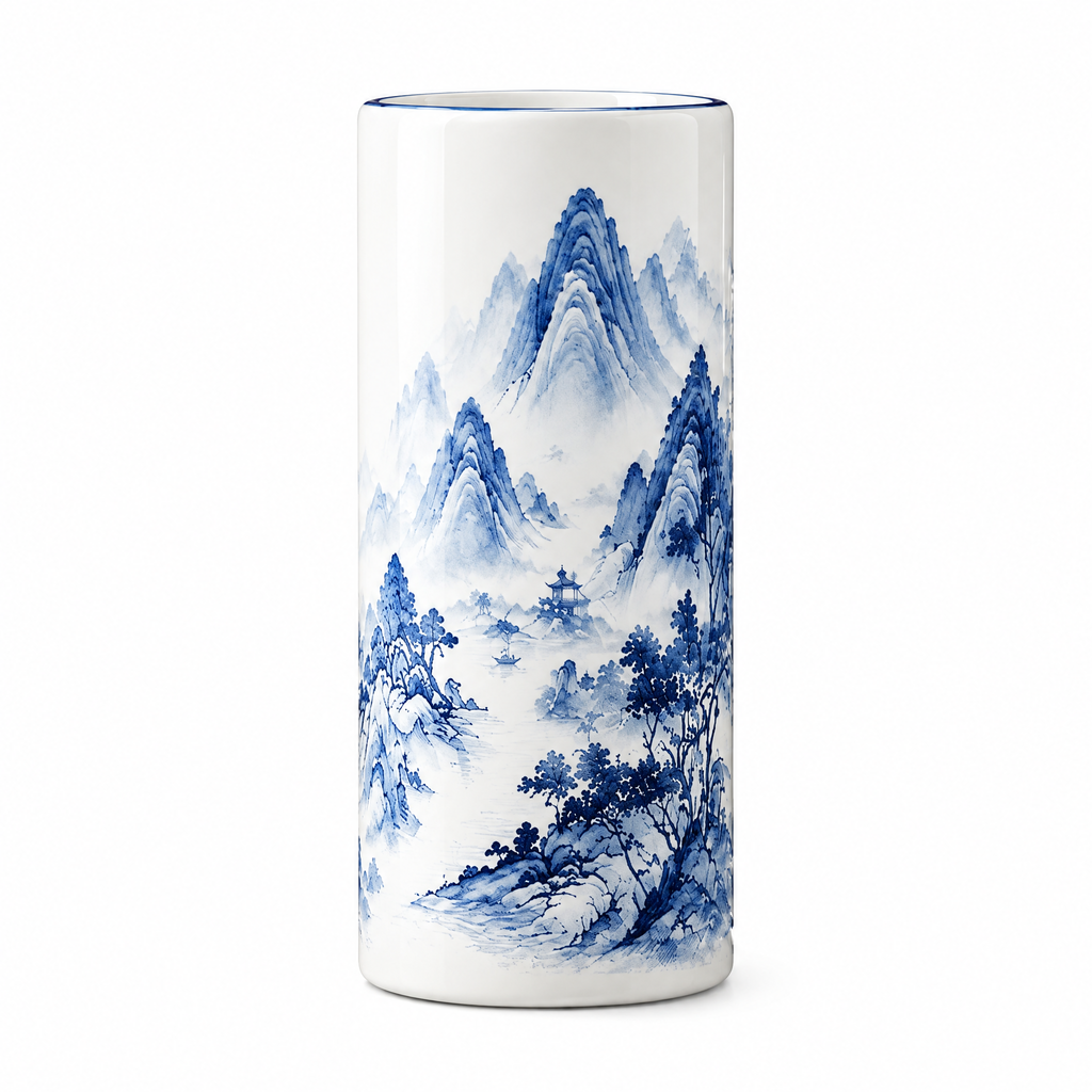 Mountain Landscape Cylinder Vase