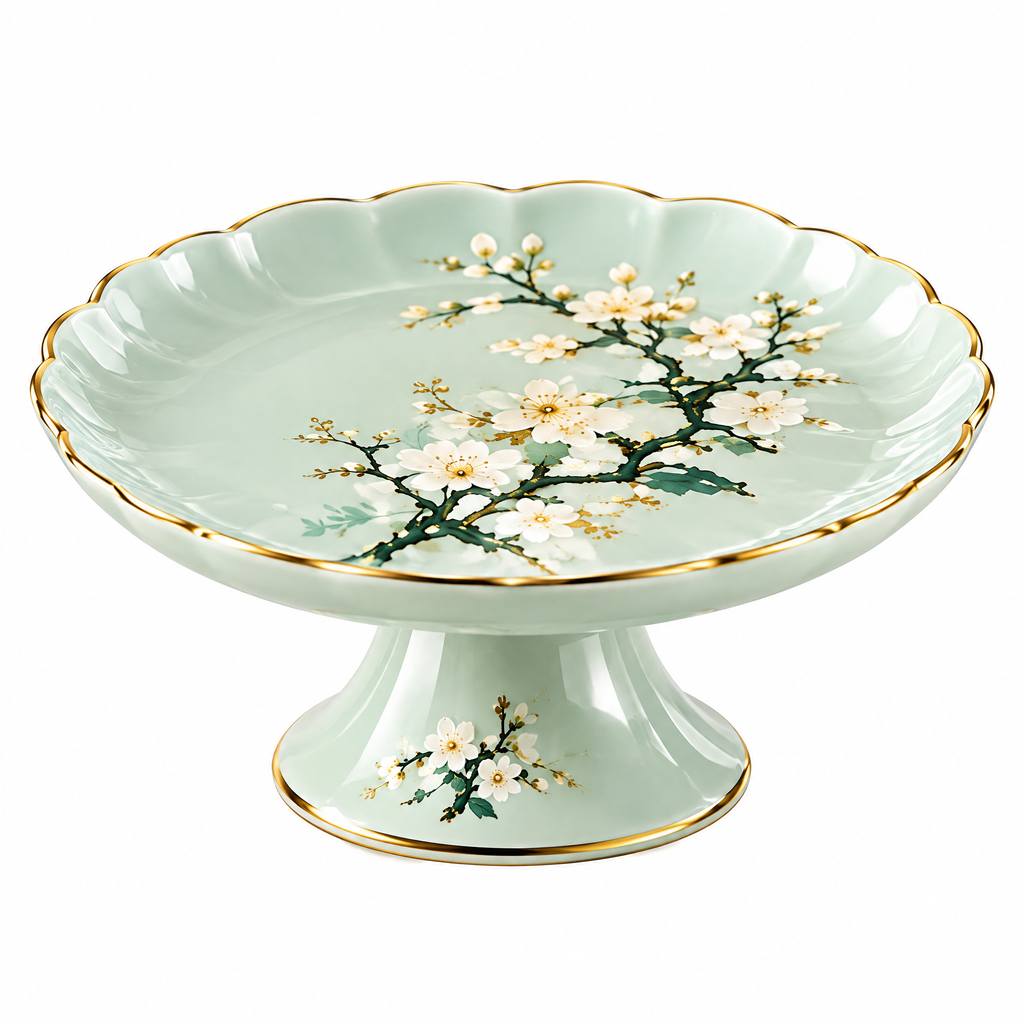 Plum Blossom Pedestal Cake Stand