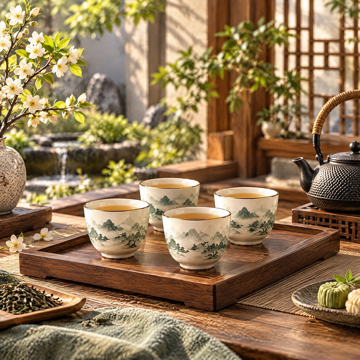 Mini Tea Cups Set with Tray